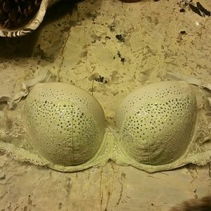 Green and White Victoria's Secret Bra